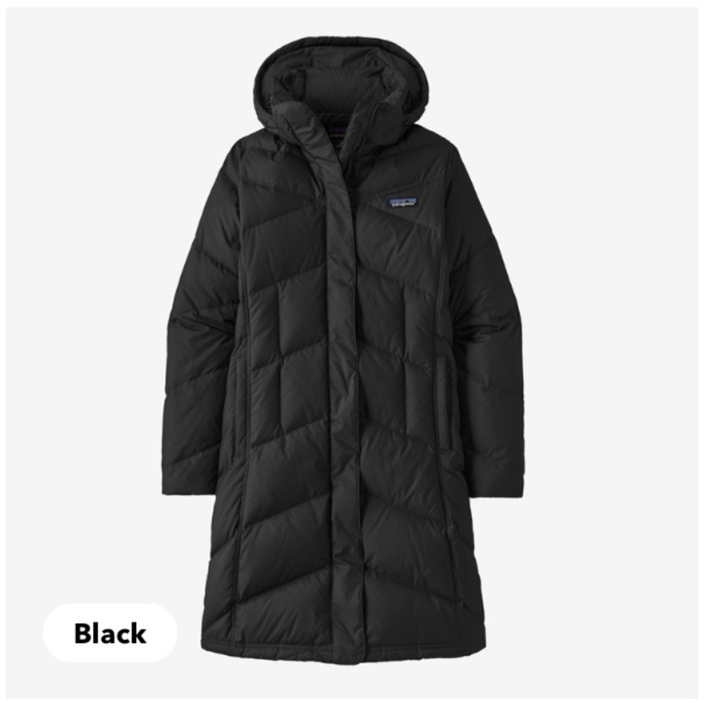 Patagonia women’s Down With It Parka, navy blue, size Large